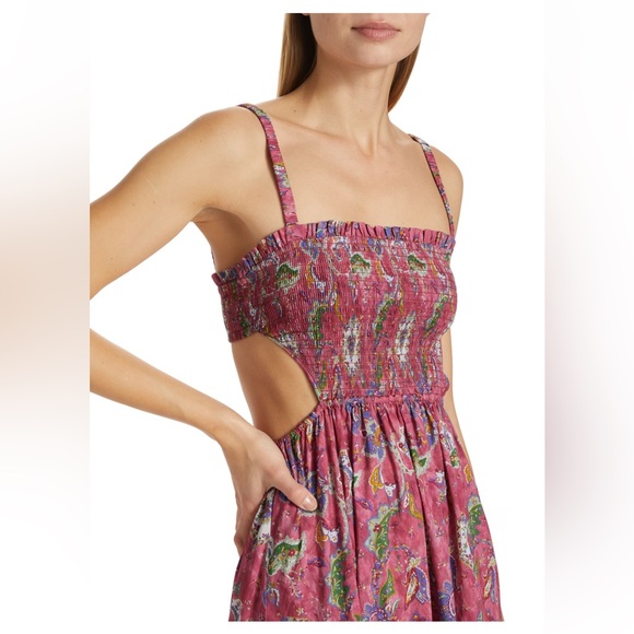 CAROLINE CONSTAS Margo Floral Ruffled Maxi Dress Pink Enchanted Paisley - Picture 12 of 13